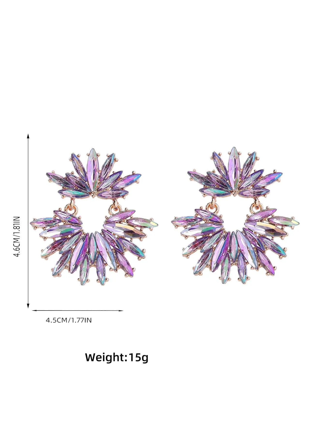 1pair Glamorous Rhinestone Decor Flower Shaped Drop Earrings For Women For Daily Decoration