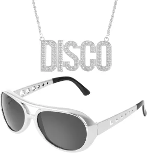 2pcs Disco 50s 60s Set Rock Star Cool Outfit Golden for Teen Adult Costume Dress Up Cosplay Halloween Birthday Party