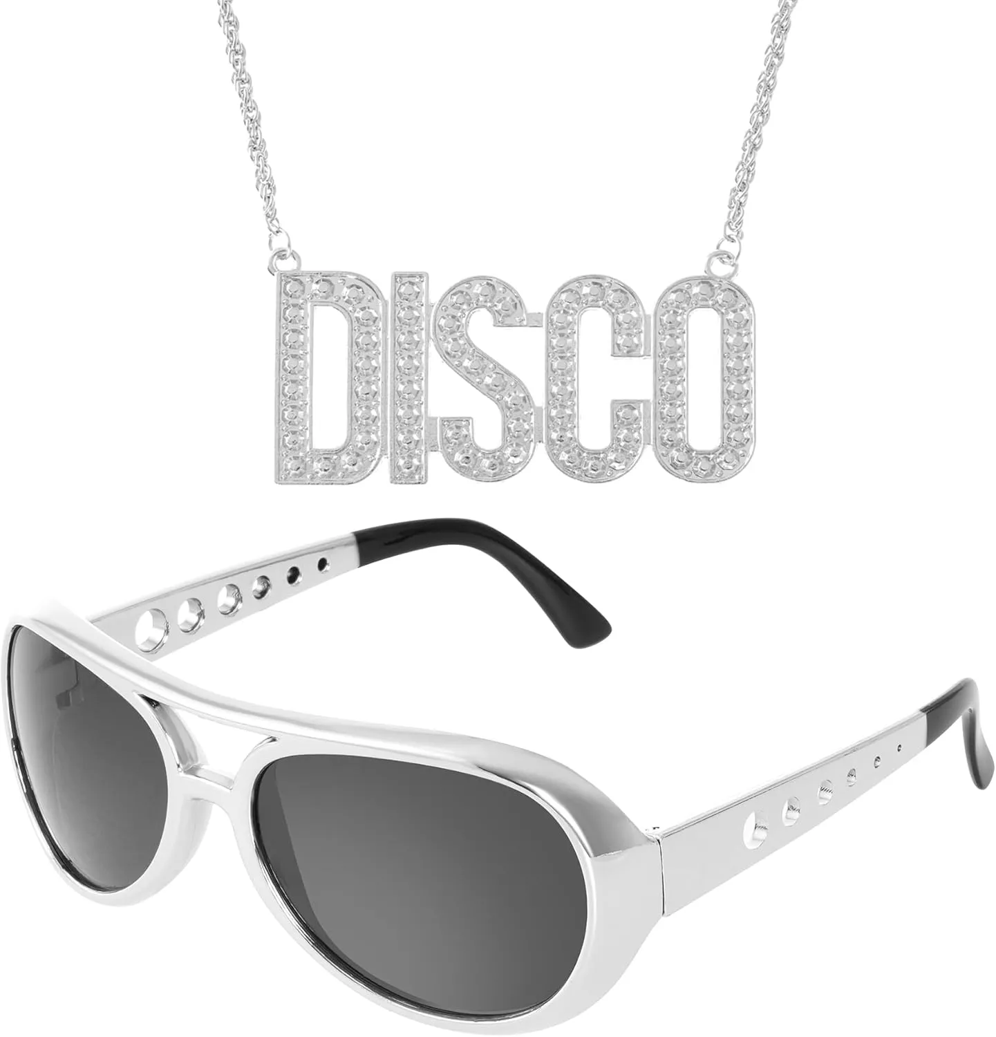 2pcs Disco 50s 60s Set Rock Star Cool Outfit Golden for Teen Adult Costume Dress Up Cosplay Halloween Birthday Party