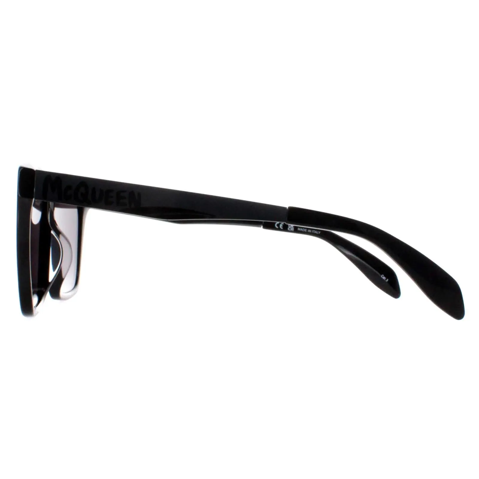 Alexander McQueen Sunglasses AM0352S 001 Shiny Black and Dark Chrome Grey