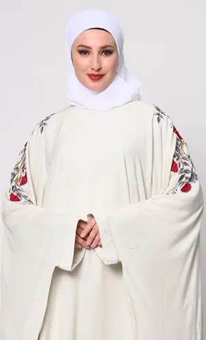 Beautiful Floral Embroiderd Ivory Kaftan with Pockets