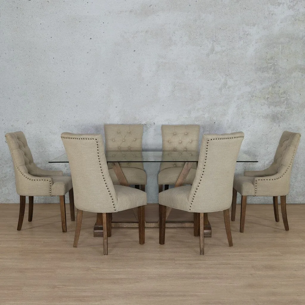 Berkeley Glass Top & Duchess 6 Seater Dining Set
