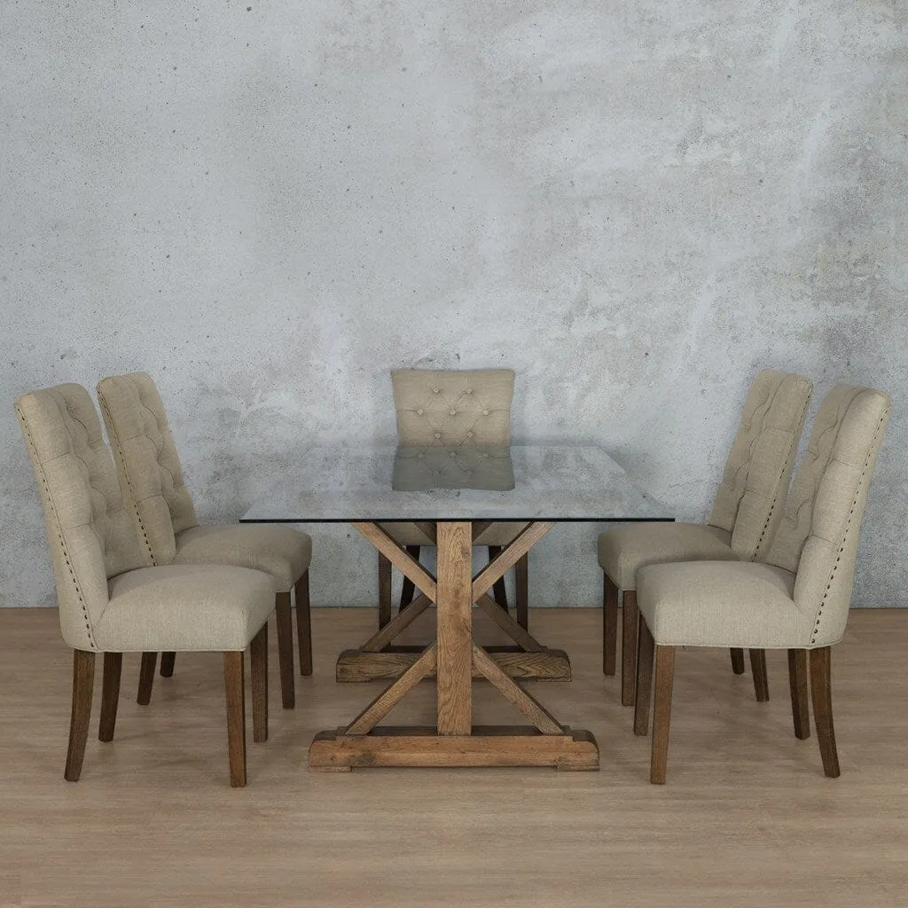 Berkeley Glass Top & Duchess 6 Seater Dining Set