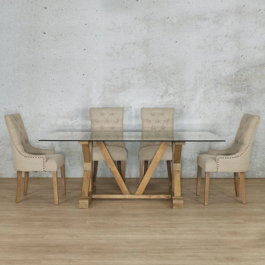 Berkeley Glass Top & Duchess 6 Seater Dining Set