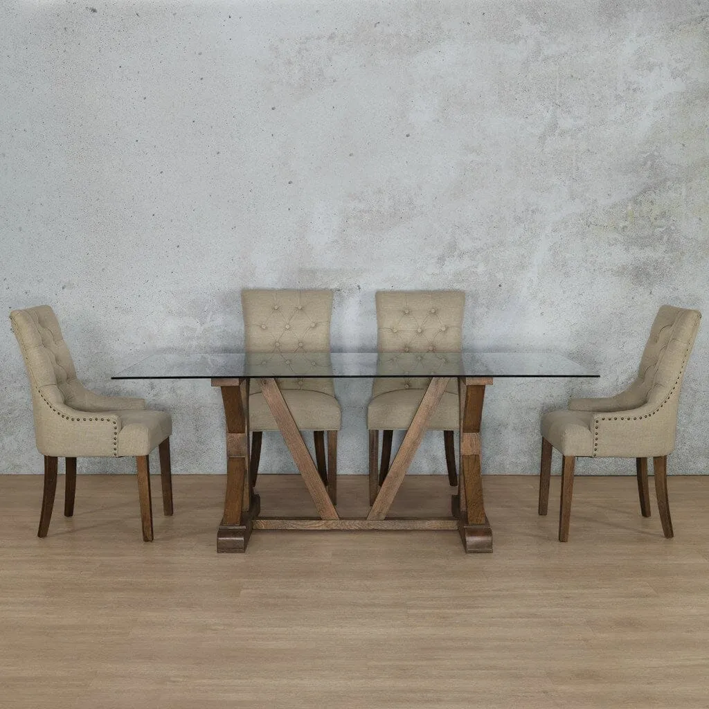 Berkeley Glass Top & Duchess 6 Seater Dining Set