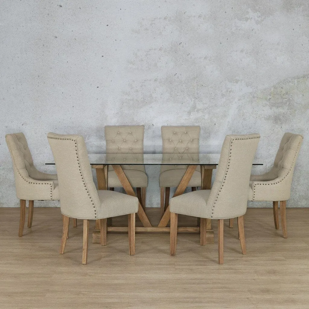 Berkeley Glass Top & Duchess 6 Seater Dining Set