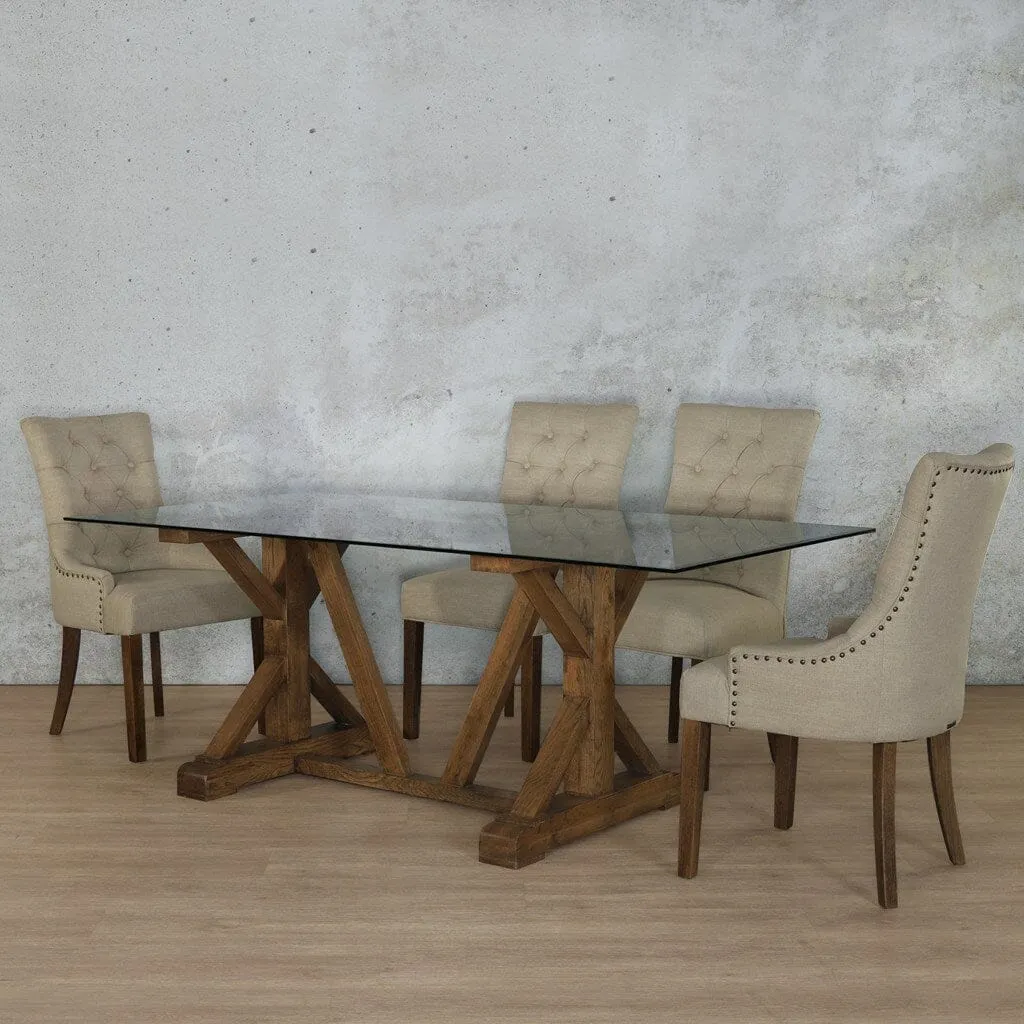Berkeley Glass Top & Duchess 6 Seater Dining Set