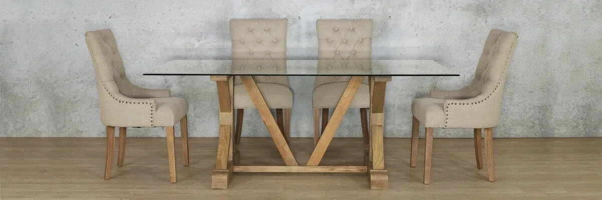 Berkeley Glass Top & Duchess 6 Seater Dining Set