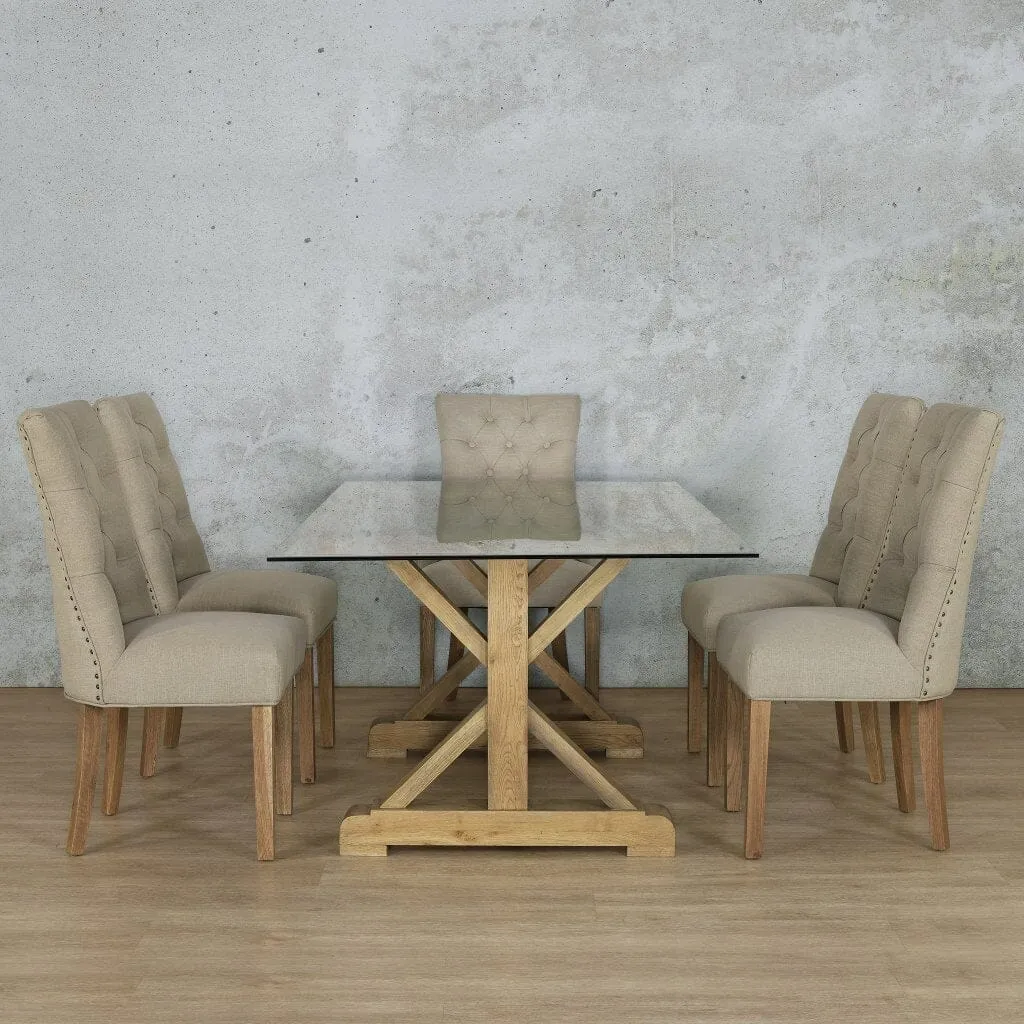 Berkeley Glass Top & Duchess 6 Seater Dining Set