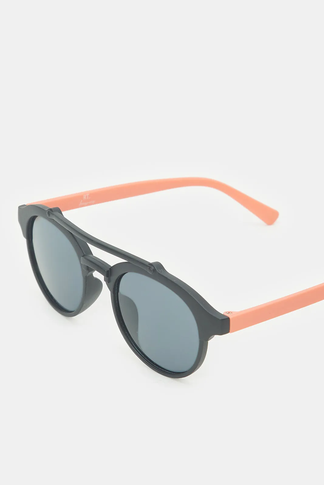 Boys Black And Red Round Sunglasses