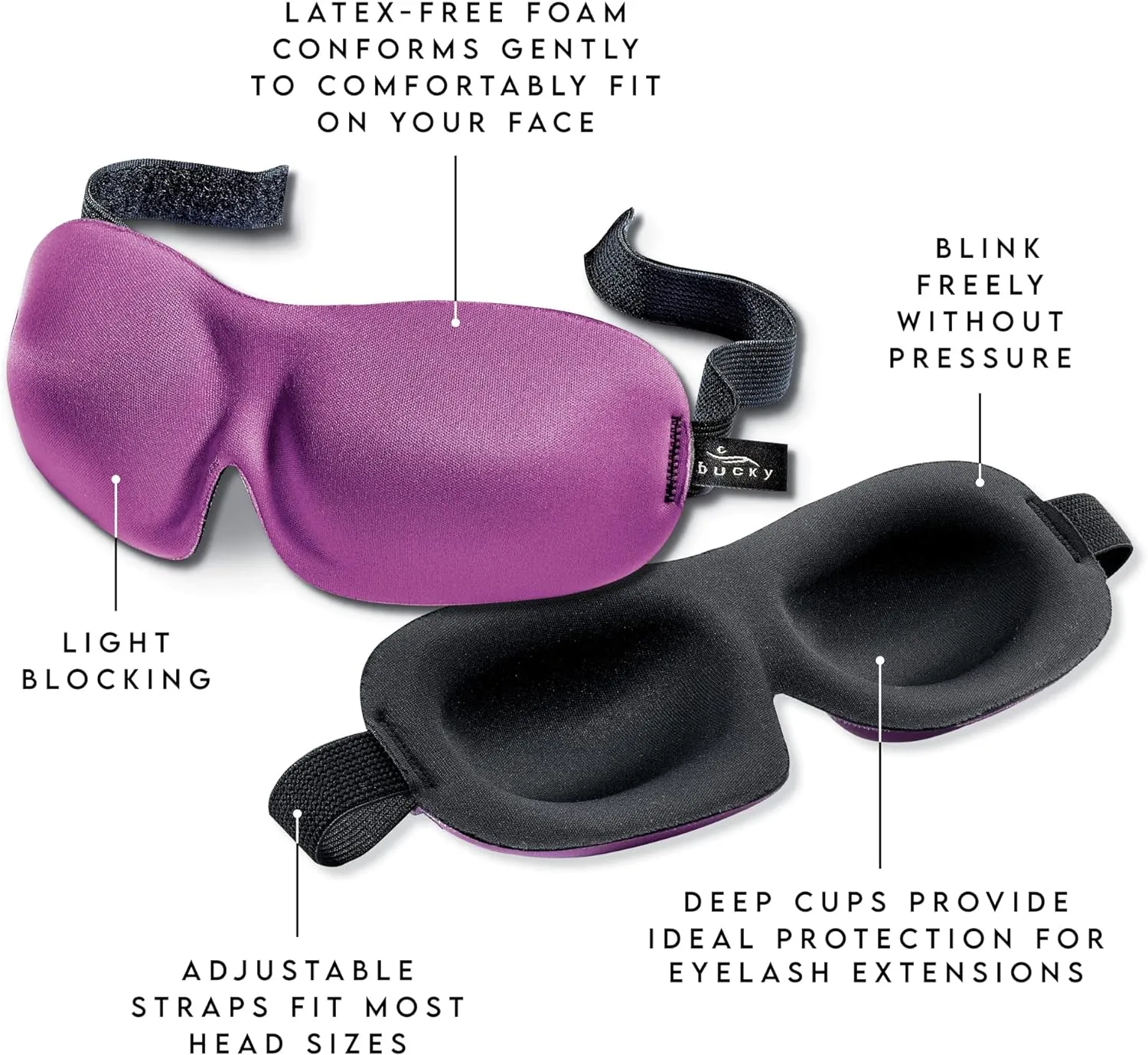 Bucky 40 Blinks No Pressure Beauty & Travel Eye Masks, Gray Dots