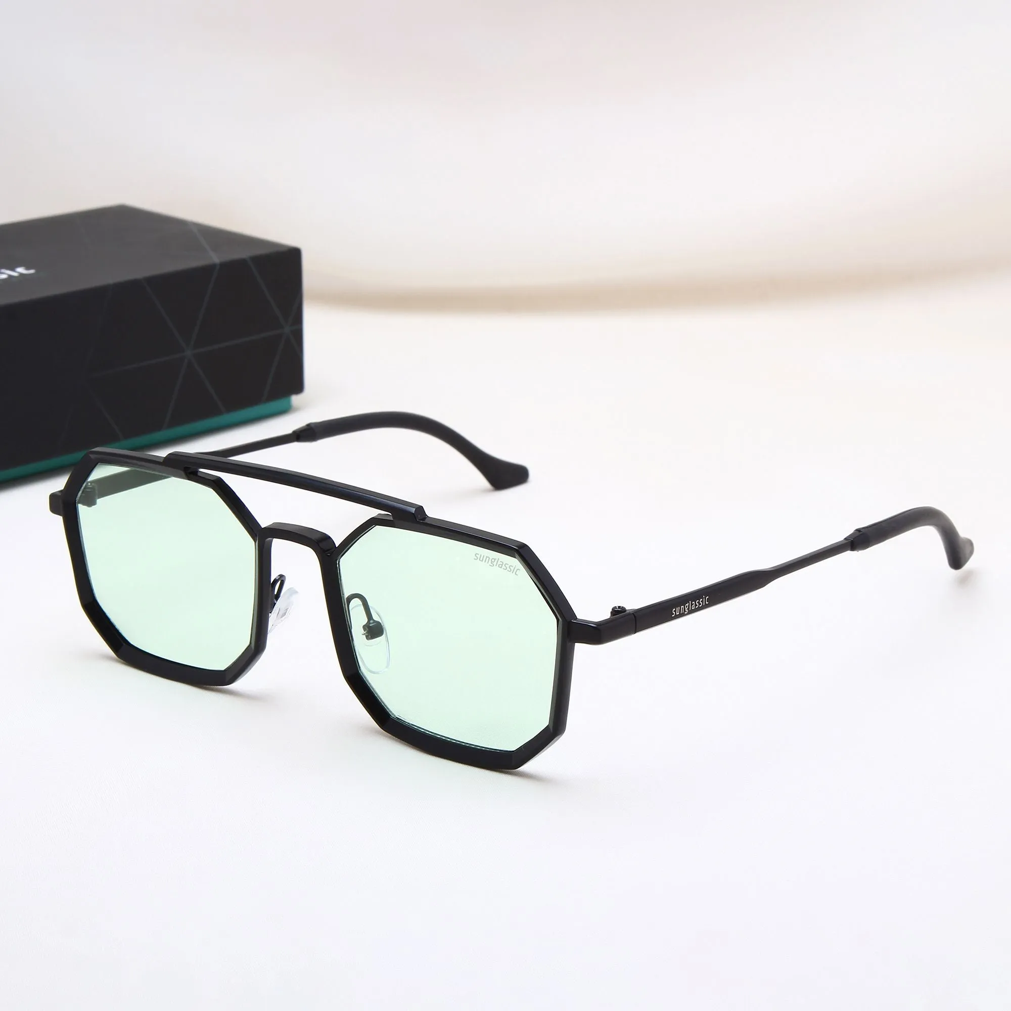 Commando Black Green Edition Octagon Sunglasses
