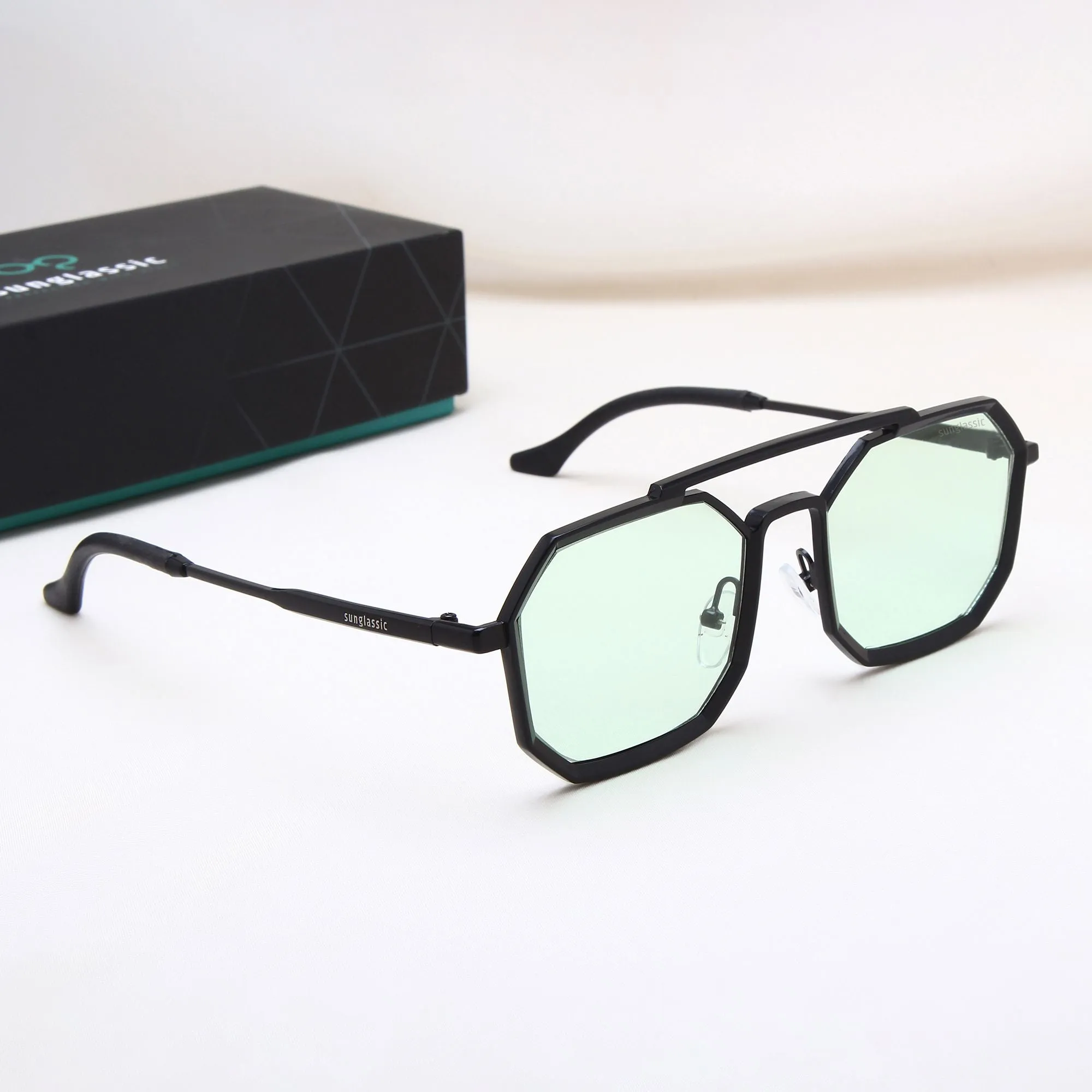 Commando Black Green Edition Octagon Sunglasses