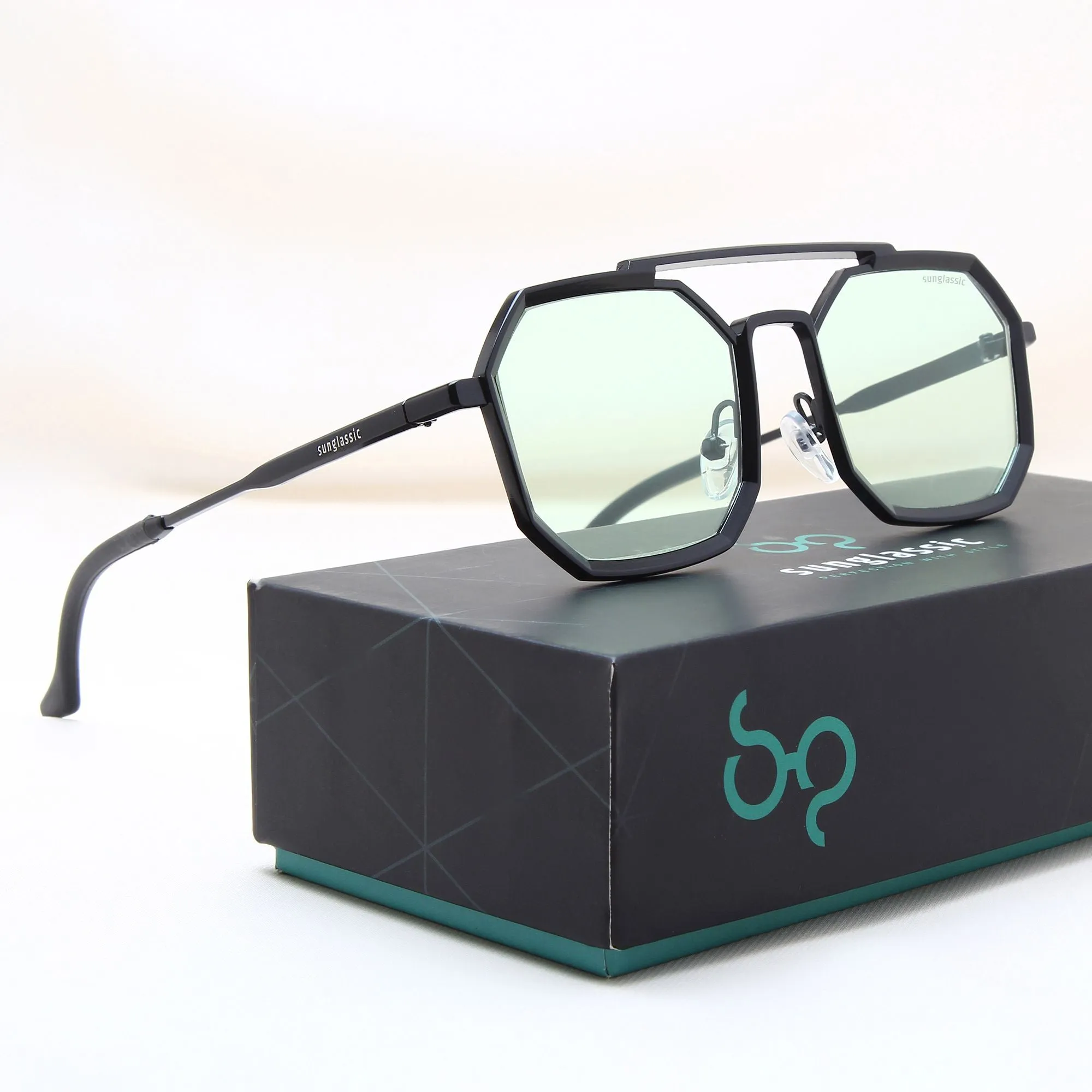 Commando Black Green Edition Octagon Sunglasses