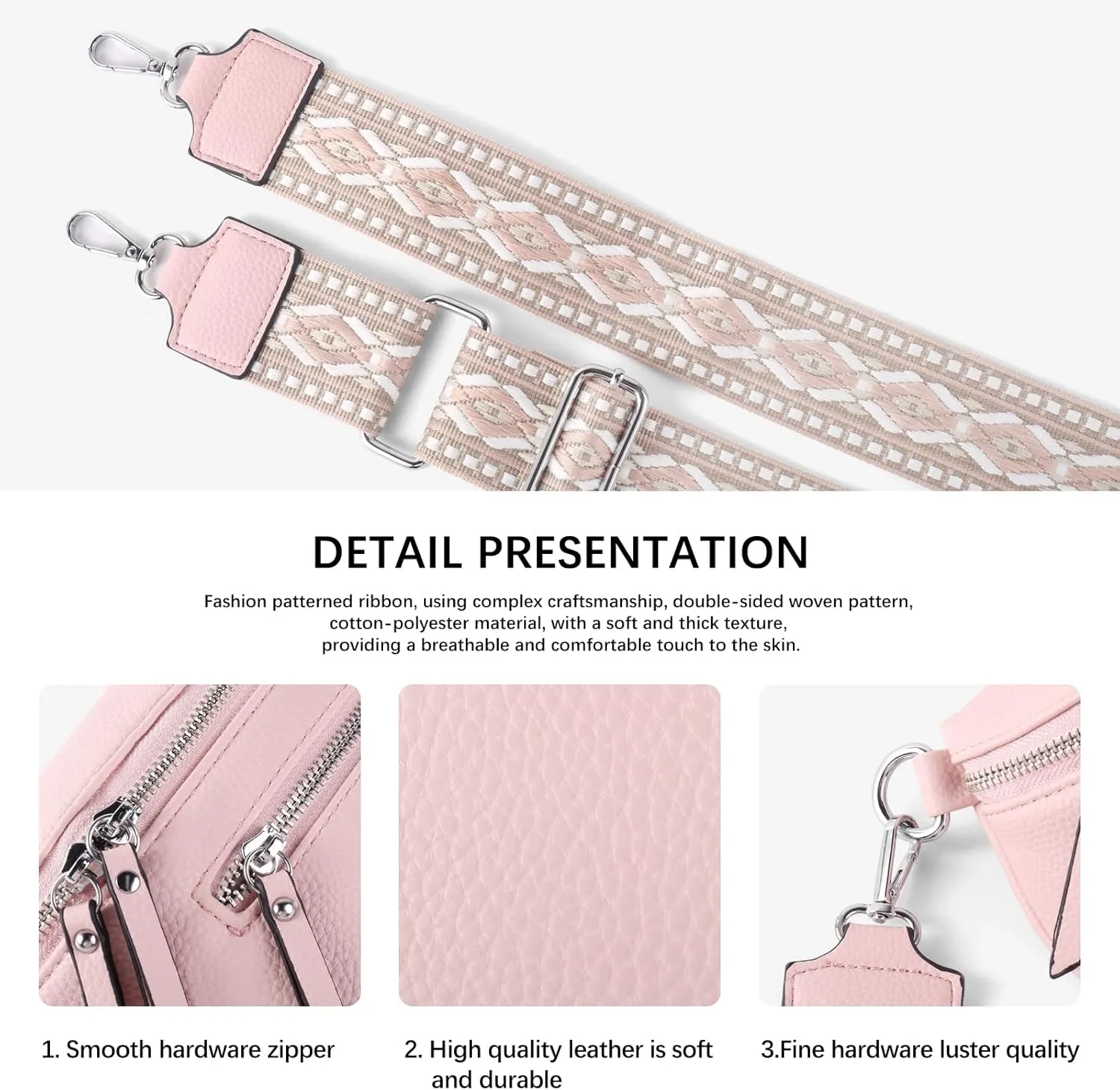 Crossbody Fanny Packs for Women Sling Bags with Coin Purse Bumbag Vegan Leather Belt Bag Chest Purse for Travel (Pink)