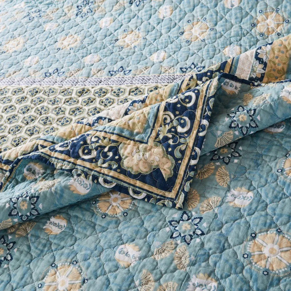 Ello 3pc Full Size Quilt and Pillow Sham Set, Bohemian Print Multicolor By Casagear Home