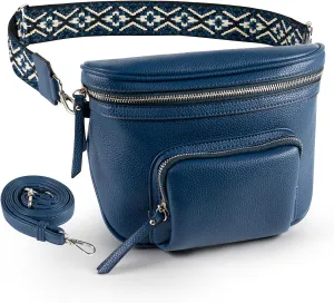 Fanny Pack Crossbody Sling Bag for Women Waist Bag Travel Belt Bags Bum Bag Gifts for Women Men (Dark Gray Blue)