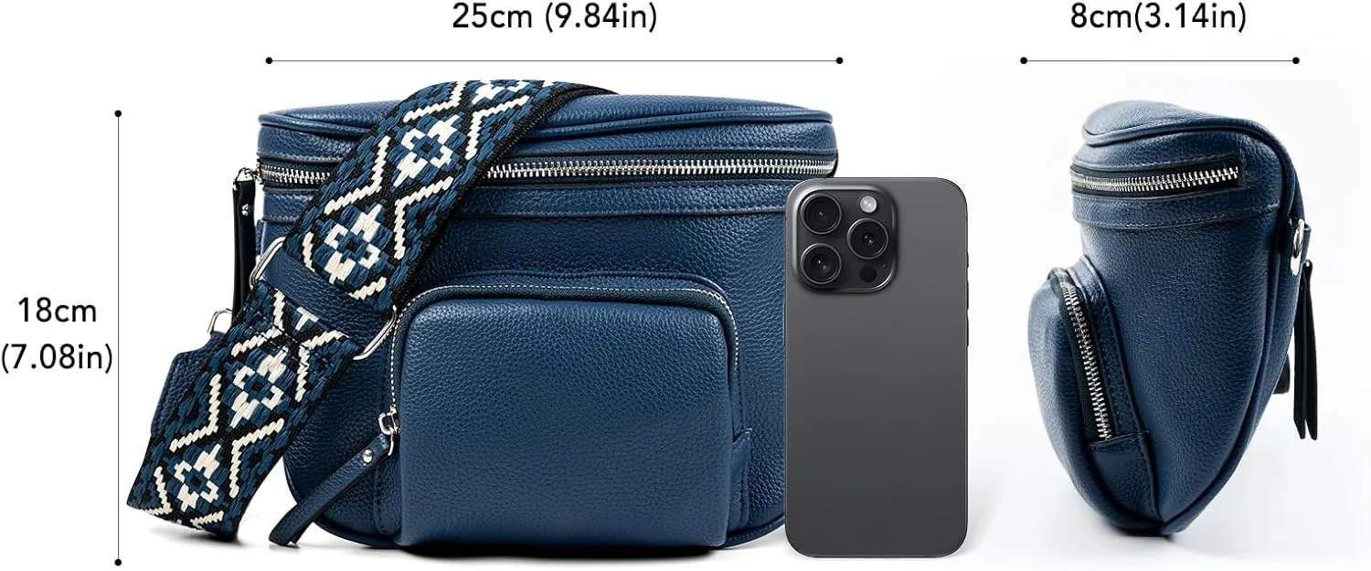 Fanny Pack Crossbody Sling Bag for Women Waist Bag Travel Belt Bags Bum Bag Gifts for Women Men (Dark Gray Blue)