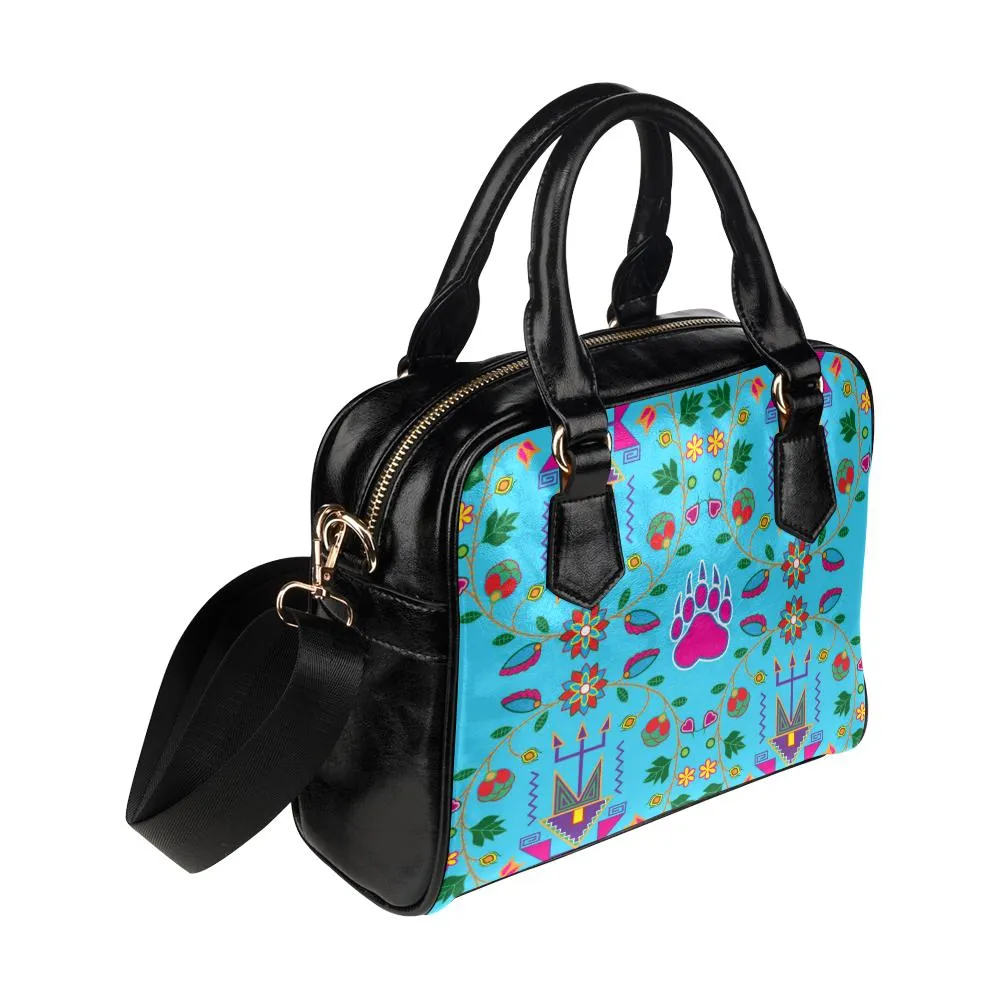 Geometric Floral Fall-Sky Blue Shoulder Handbag