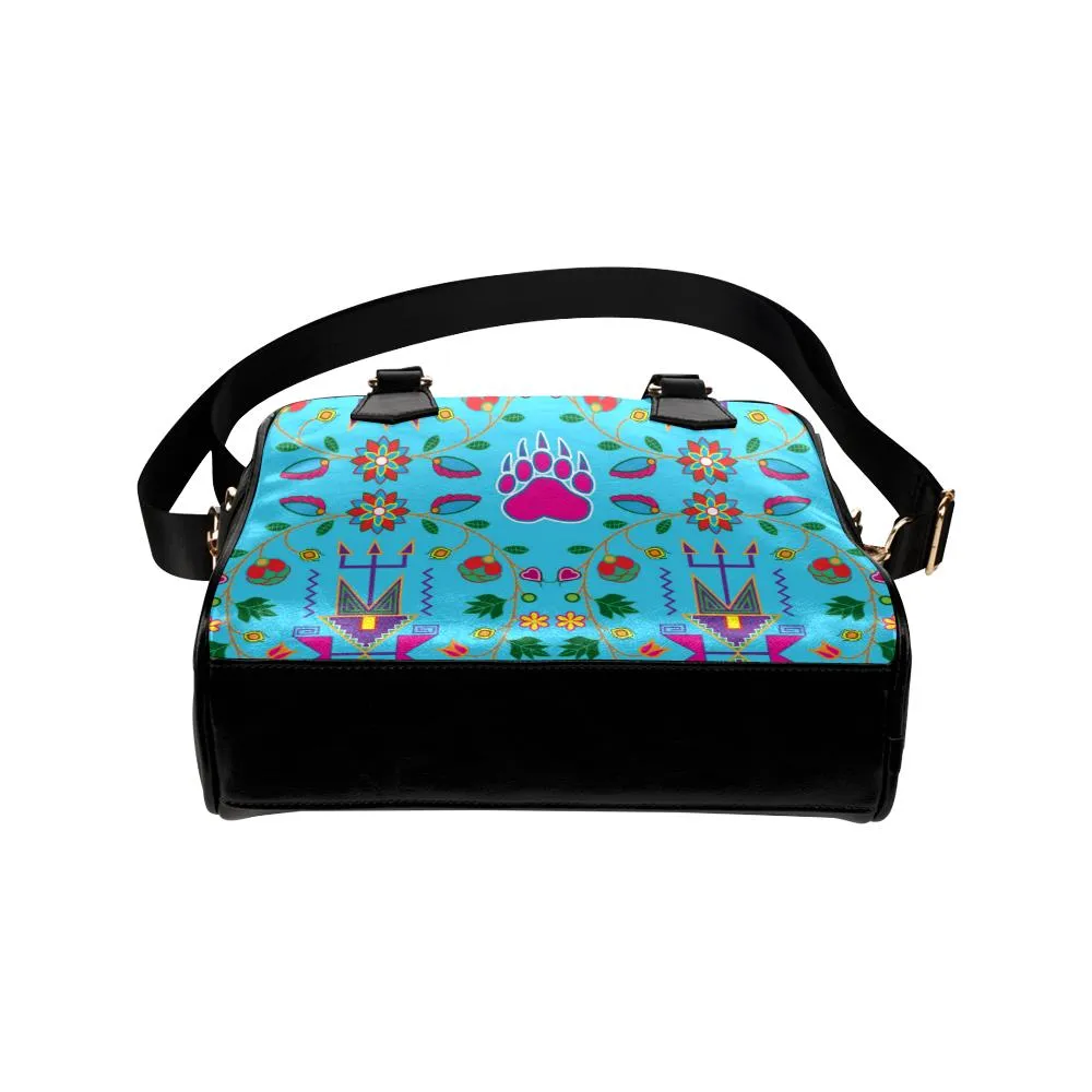 Geometric Floral Fall-Sky Blue Shoulder Handbag