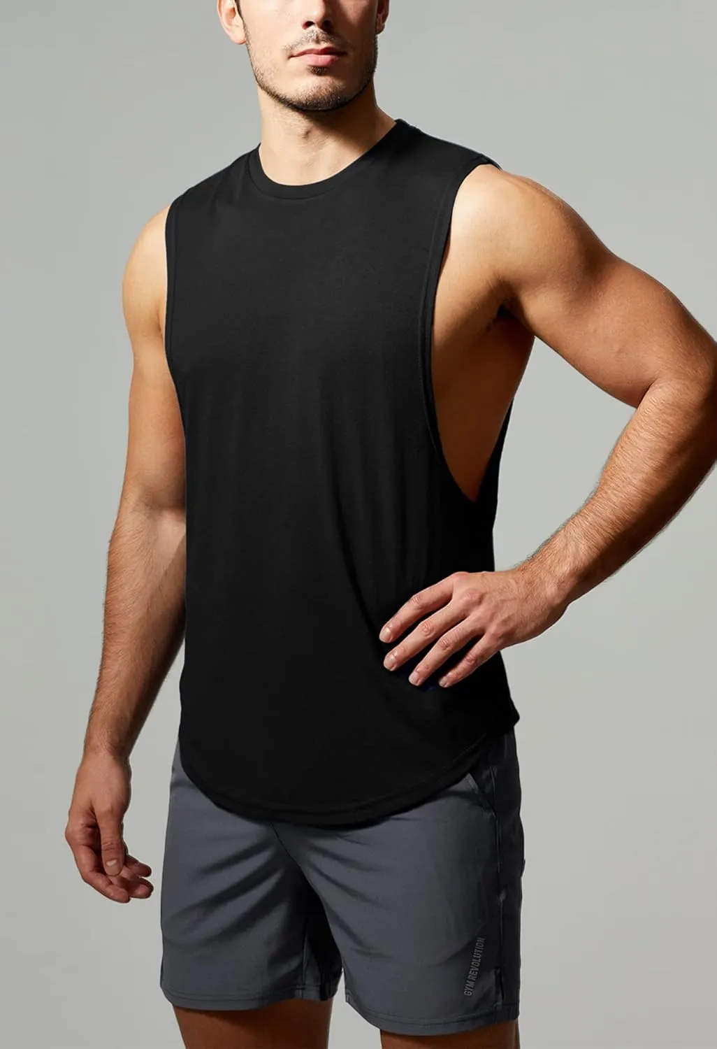 GYM REVOLUTION Men's 5 Pack Workout Fitness Tank Tops Muscle Gym Sleeveless Shirts