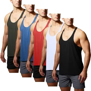GYM REVOLUTION Men's 5 Pack Workout Fitness Tank Tops Muscle Gym Sleeveless Shirts