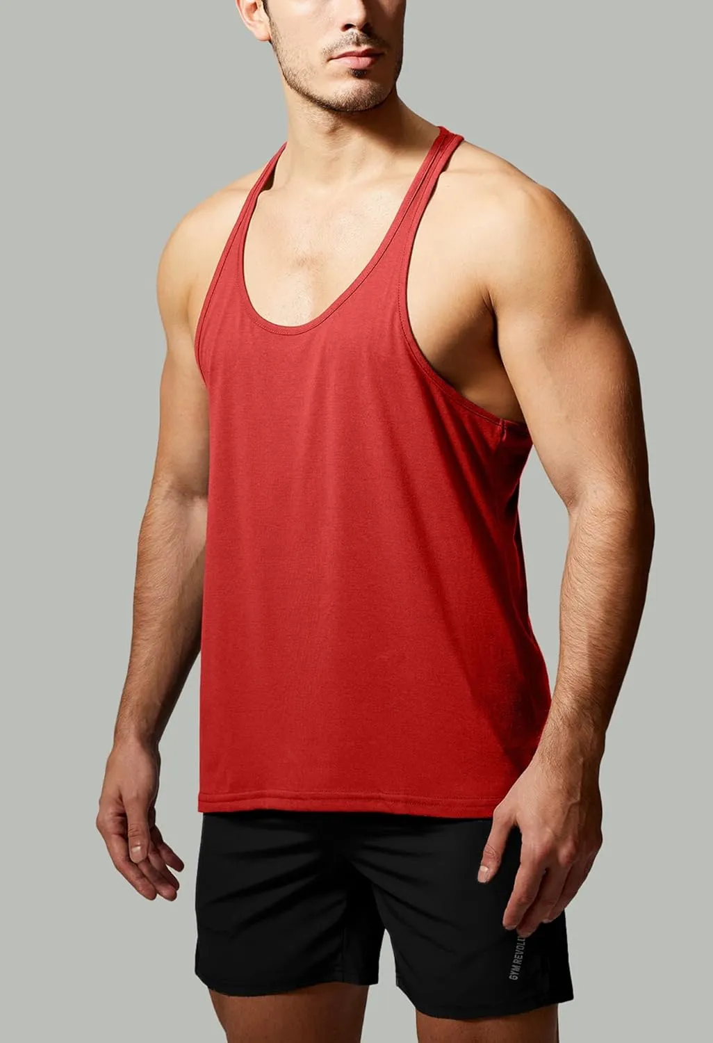 GYM REVOLUTION Men's 5 Pack Workout Fitness Tank Tops Muscle Gym Sleeveless Shirts