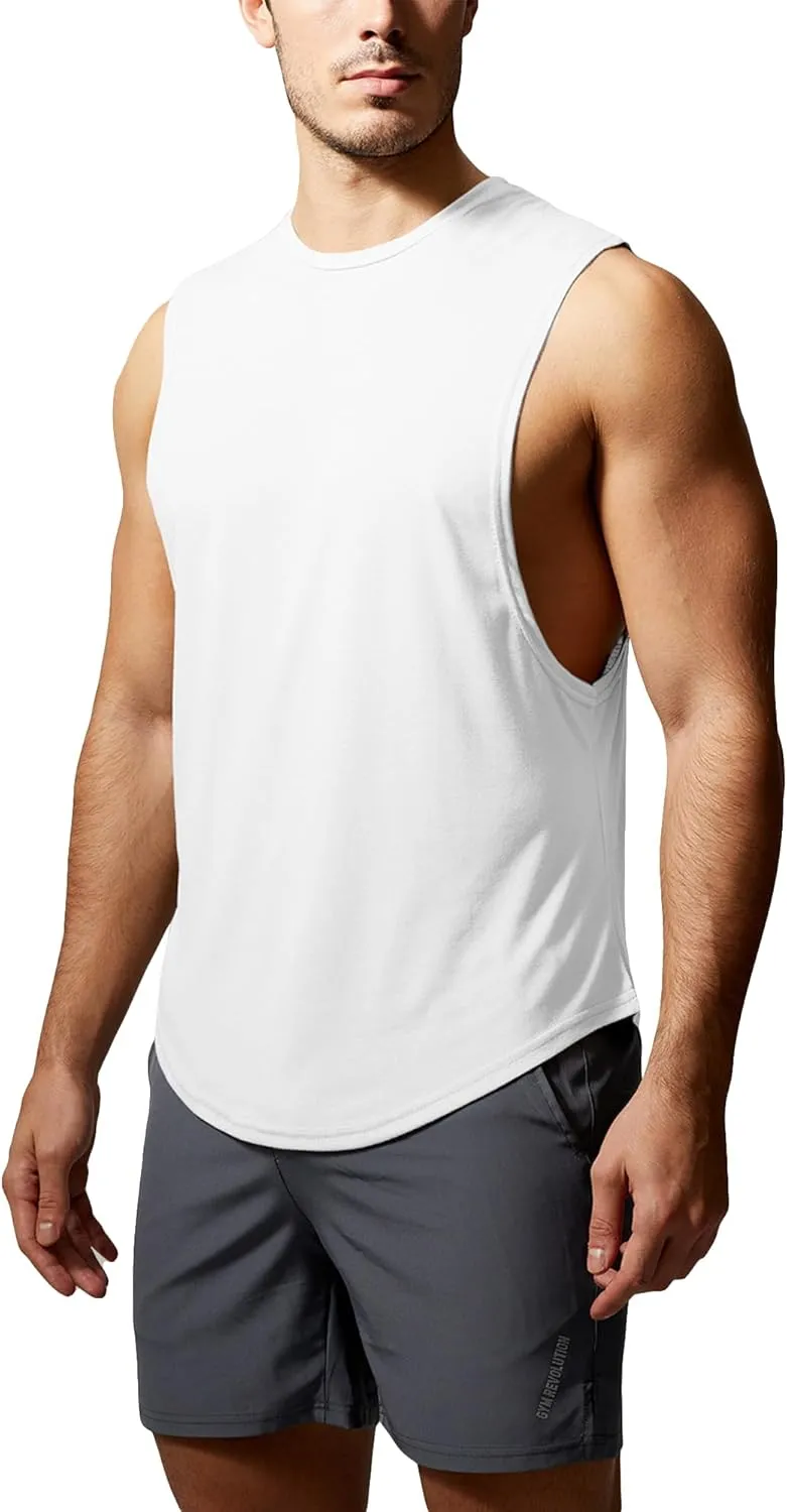 GYM REVOLUTION Men's 5 Pack Workout Fitness Tank Tops Muscle Gym Sleeveless Shirts