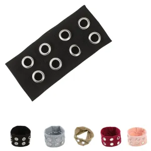 Hollow Eyelet Elastic Headband,Studded Headband Punk Style Rivet,Eyelets Elastic Stretchy Casual Hair Accessory (Black, Adjustable)