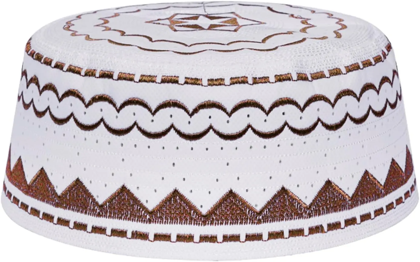 Islamic Men Prayer Kufi Hat Muslim Arabian Embroidered Skull Cap Arab Indian Religious Praying Cap Ramadan Eid Gift