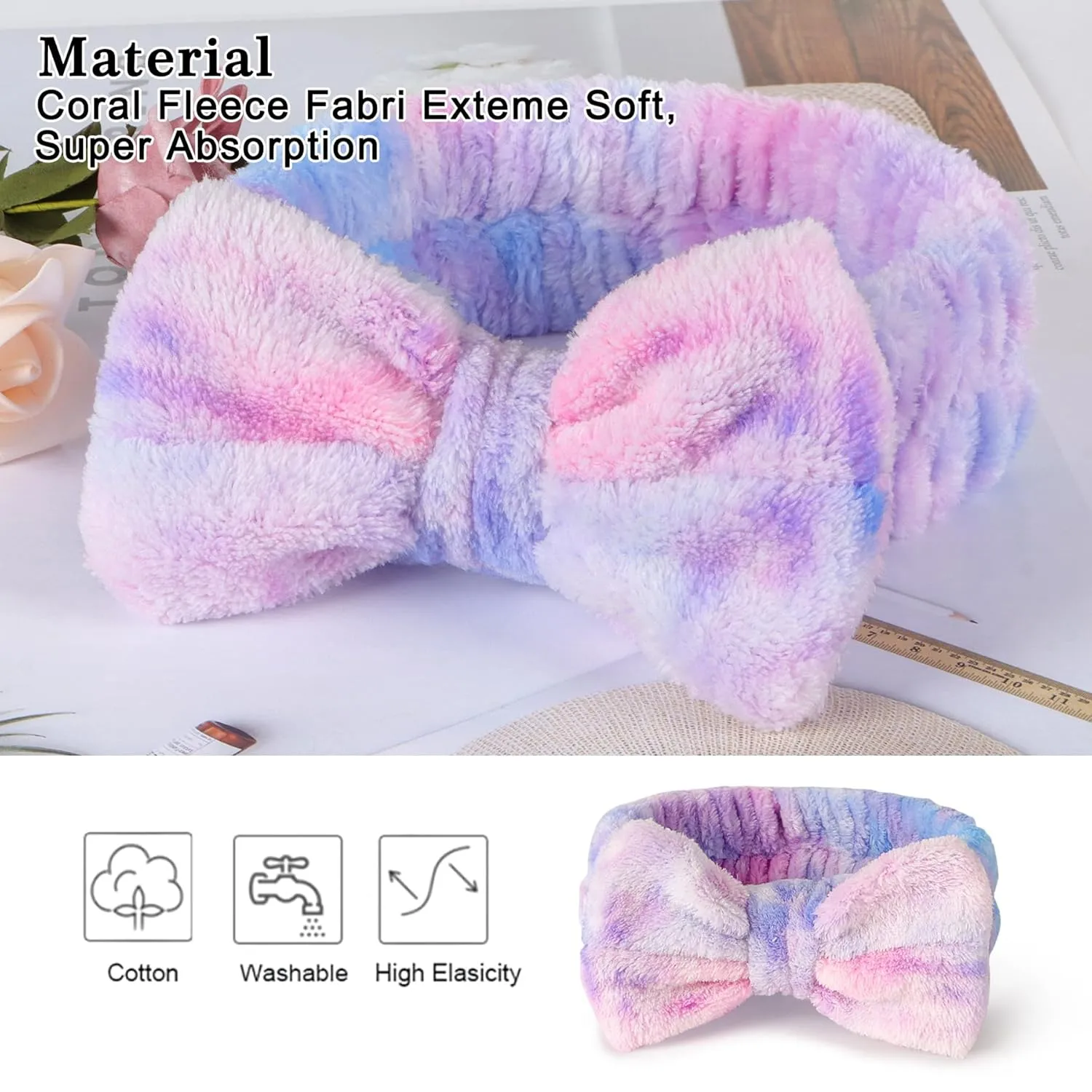 LADES Soft Skincare Headband  Adjustable, Comfortable & Stretchy Fabric, Cute Patterns for Makeup, Facial  Non-Slip, Headband for Hair Control