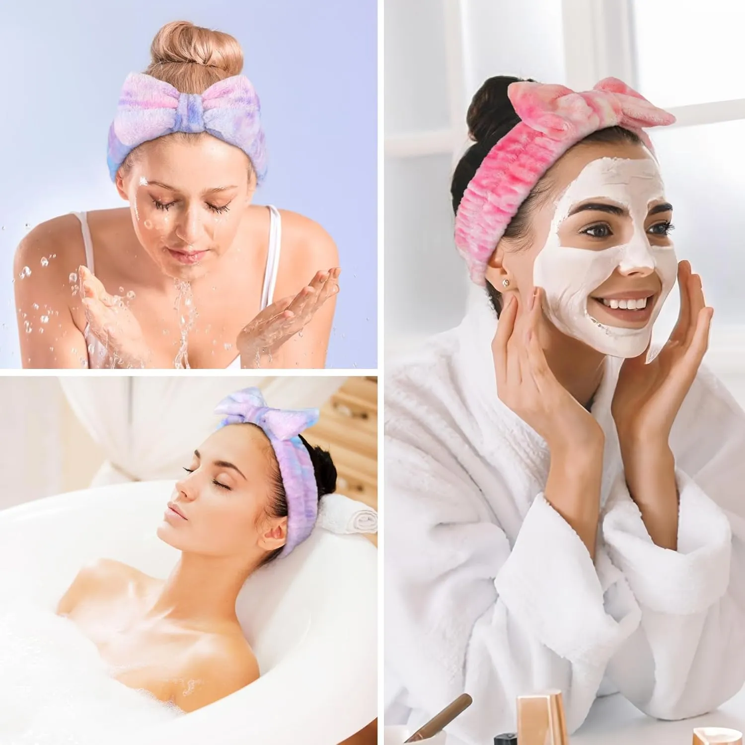 LADES Soft Skincare Headband  Adjustable, Comfortable & Stretchy Fabric, Cute Patterns for Makeup, Facial  Non-Slip, Headband for Hair Control