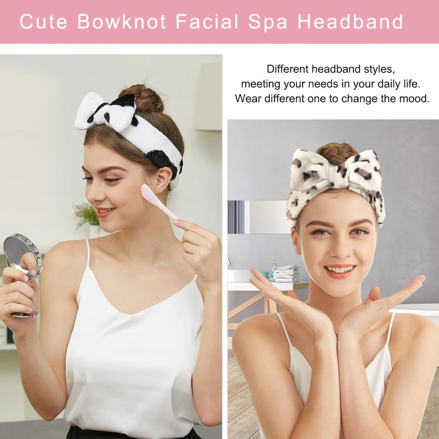 LADES Soft Skincare Headband  Adjustable, Comfortable & Stretchy Fabric, Cute Patterns for Makeup, Facial  Non-Slip, Headband for Hair Control