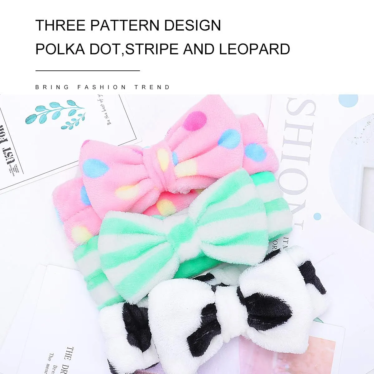 LADES Soft Skincare Headband  Adjustable, Comfortable & Stretchy Fabric, Cute Patterns for Makeup, Facial  Non-Slip, Headband for Hair Control