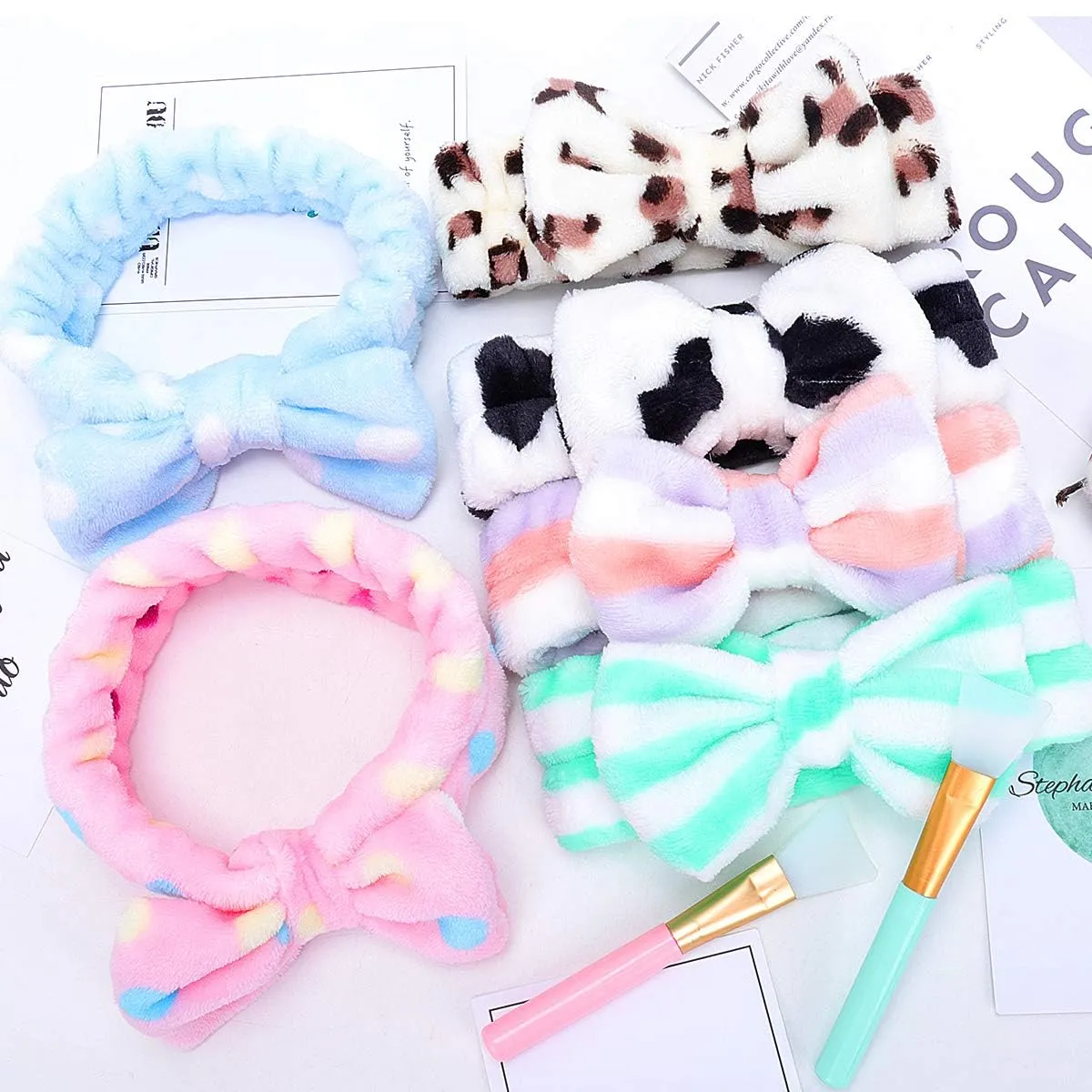 LADES Soft Skincare Headband  Adjustable, Comfortable & Stretchy Fabric, Cute Patterns for Makeup, Facial  Non-Slip, Headband for Hair Control