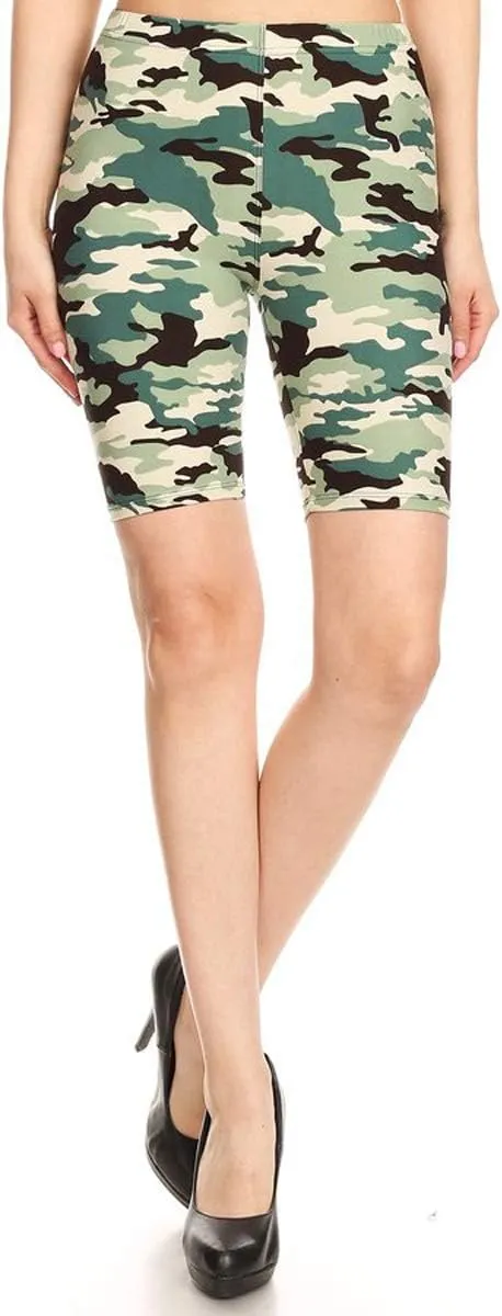 Leggings Depot Printed Fashion Biker Shorts