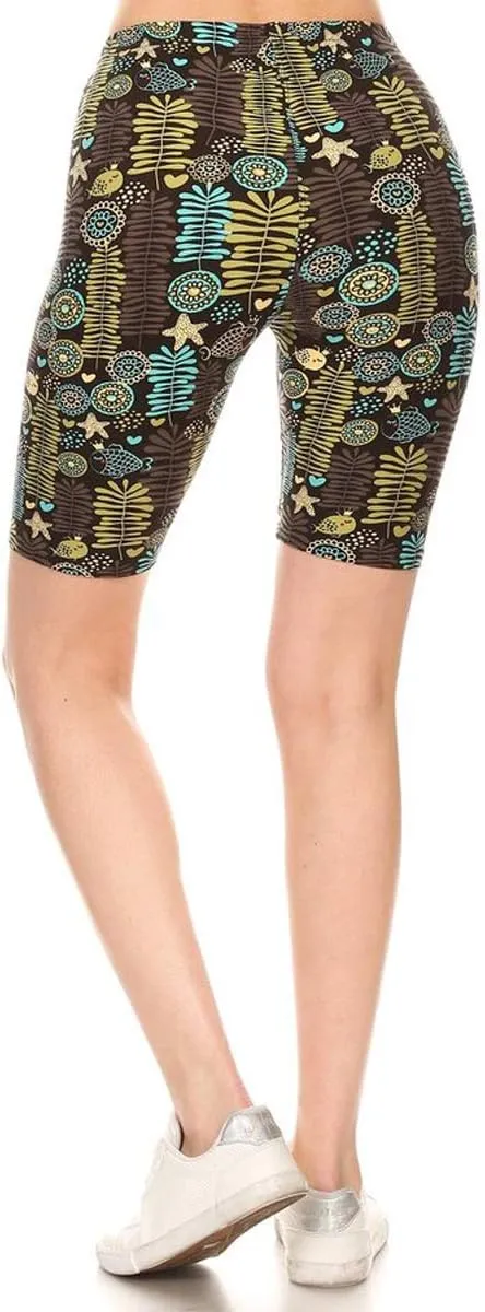 Leggings Depot Printed Fashion Biker Shorts