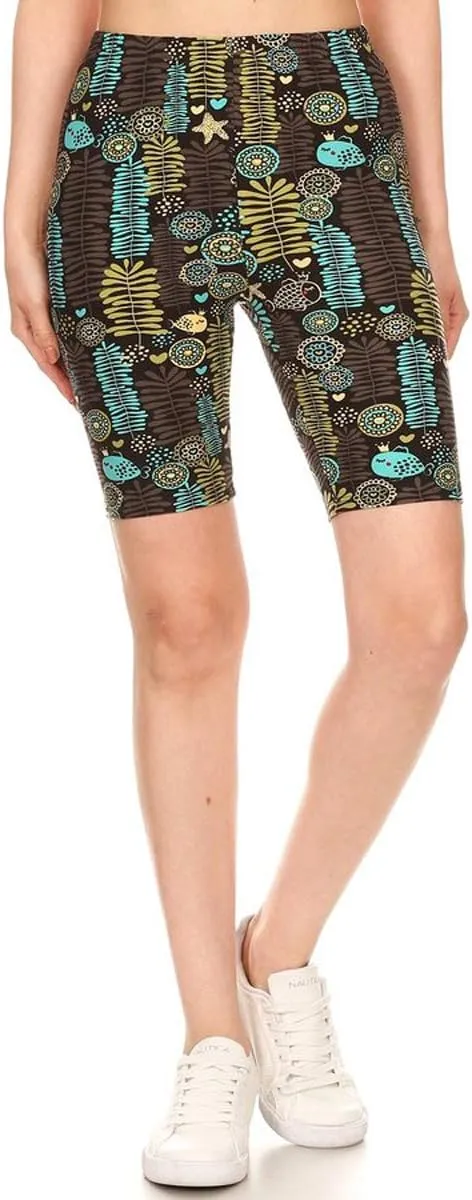 Leggings Depot Printed Fashion Biker Shorts