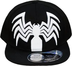 Marvel Venom Baseball Cap, Spider Symbiote Logo Cotton Adjustable Adult Snapback Hat with Flat Brim, Black, One Size