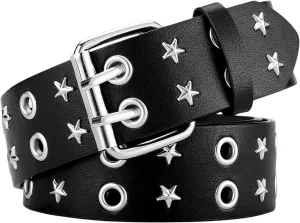 Metal Punk Rock Rivet Studded Belt for Women Men, Gothic Belt with Bright Pyramid Studs