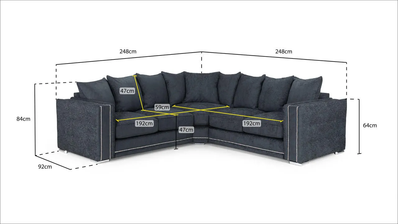 Midas Sofa - Charcoal Large Corner - 248 x 248 CM