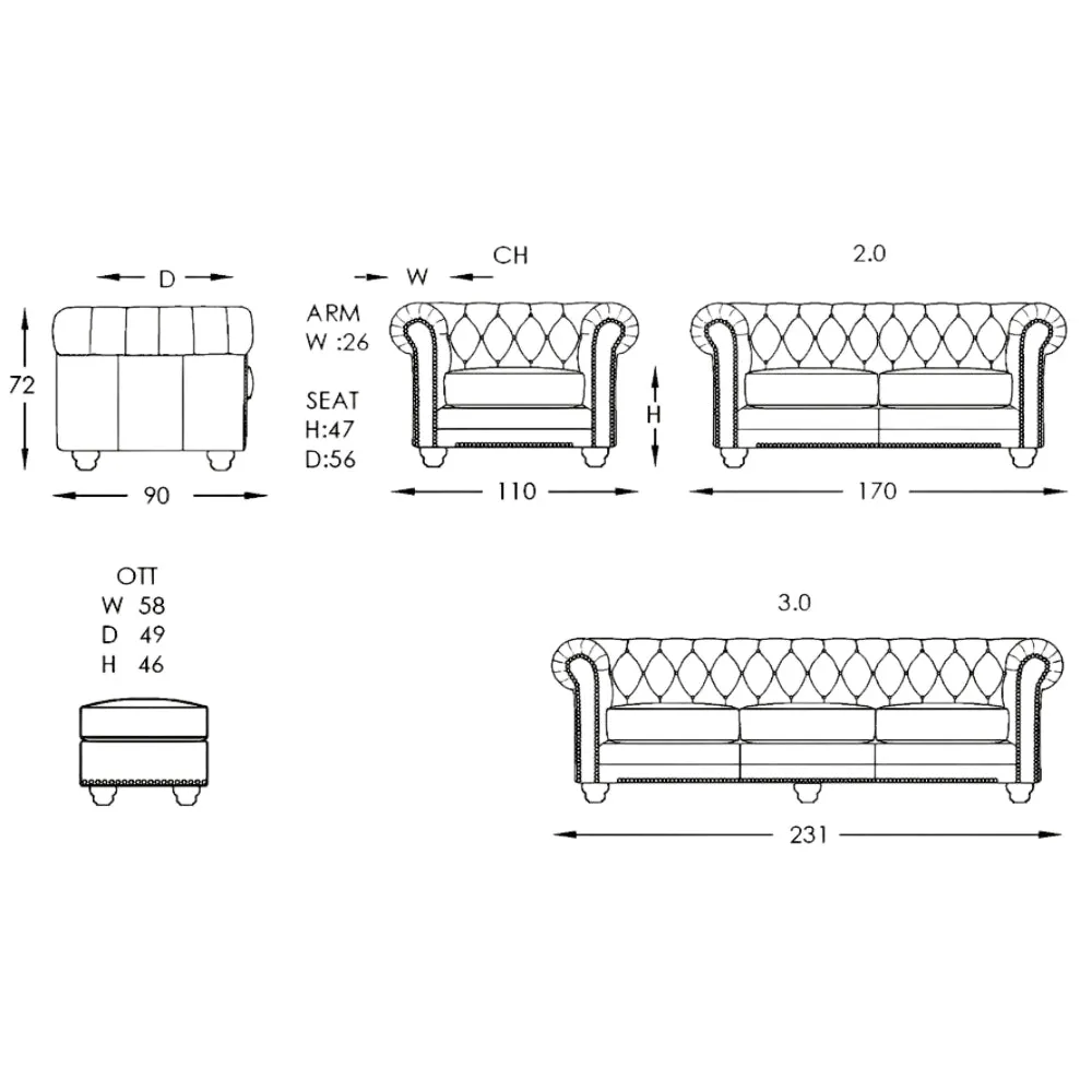 Moran Furniture Bastille Chesterfield Sofa