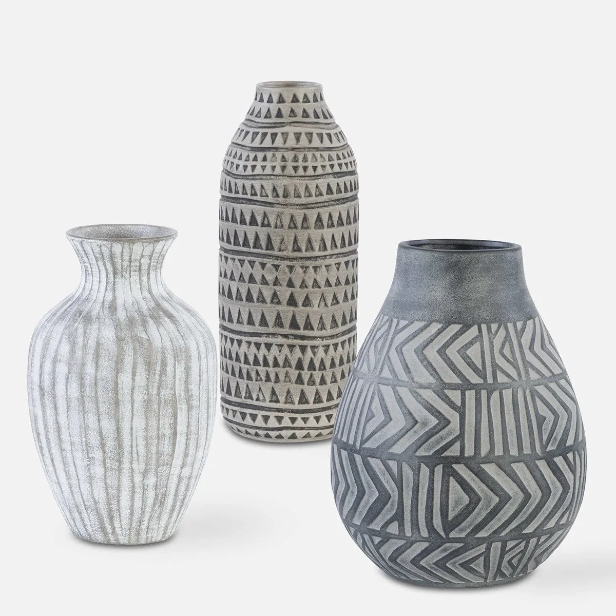 Natchez Geometric Vases, Set of 3