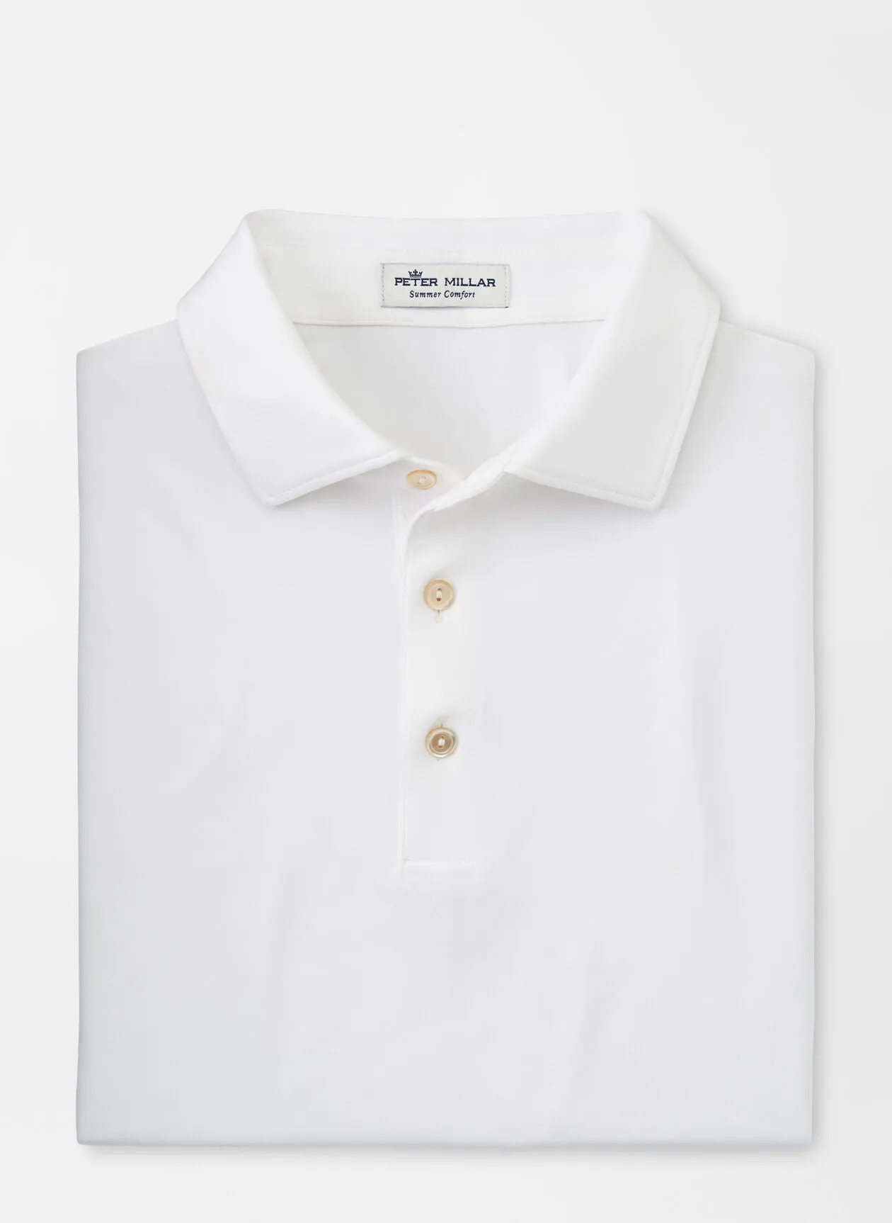 Peter Millar Performance Self Collar Custom Polos, White