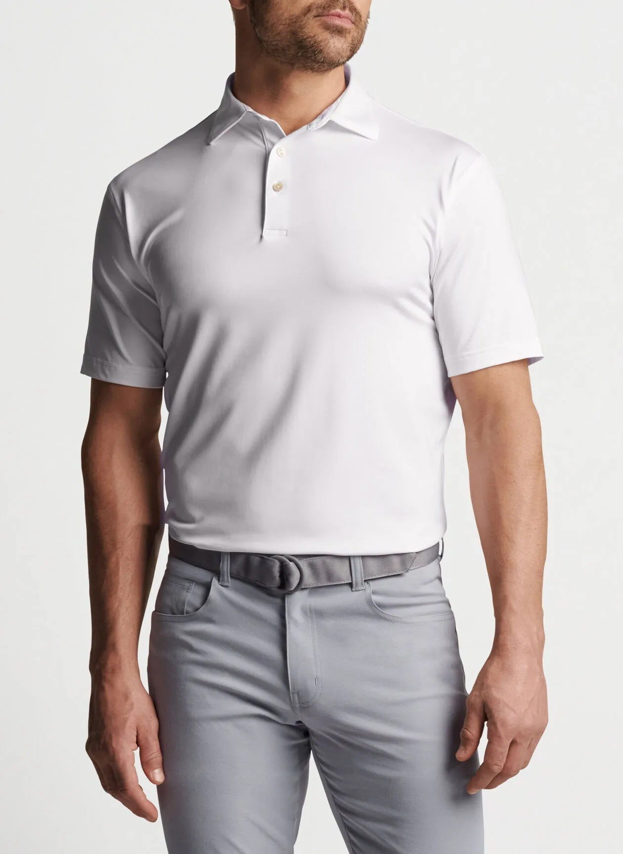 Peter Millar Performance Self Collar Custom Polos, White