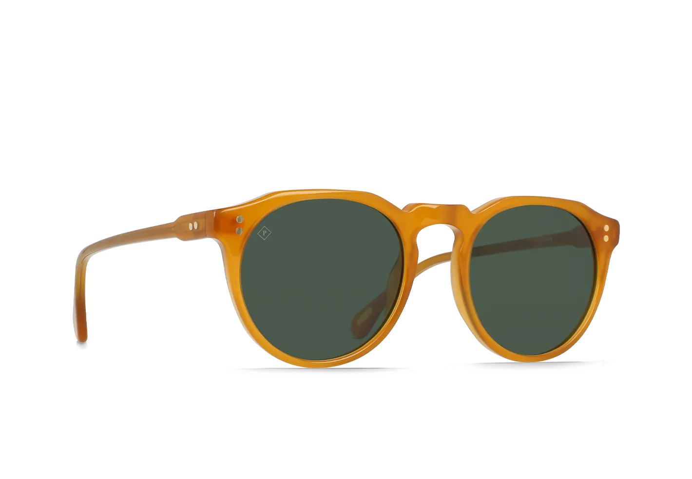 Raen Remmy Unisex Retro Round Sunglasses - Honey/Green Polarized