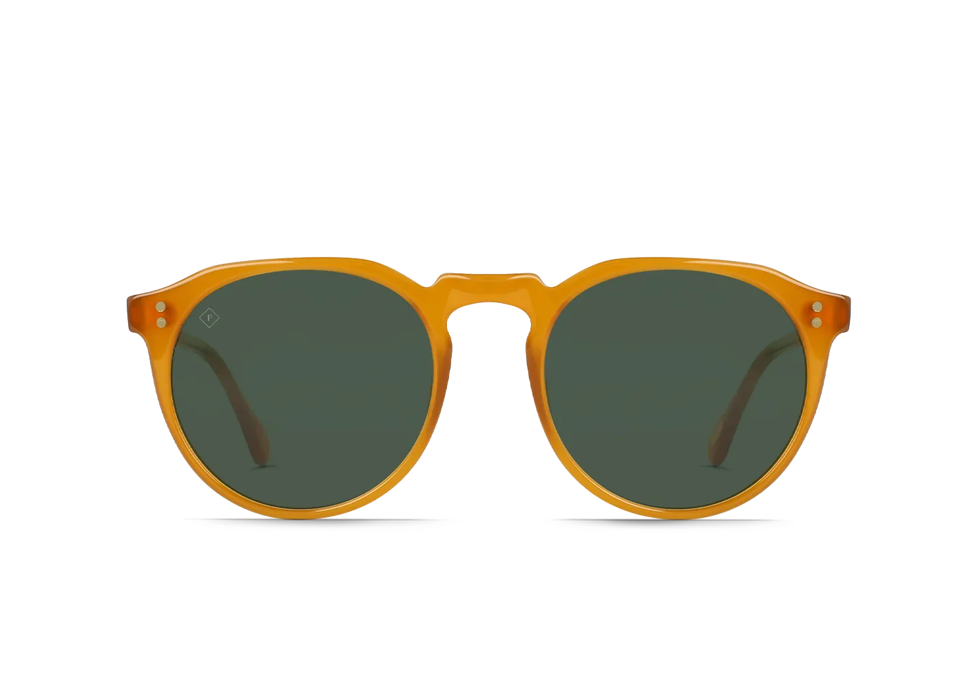 Raen Remmy Unisex Retro Round Sunglasses - Honey/Green Polarized