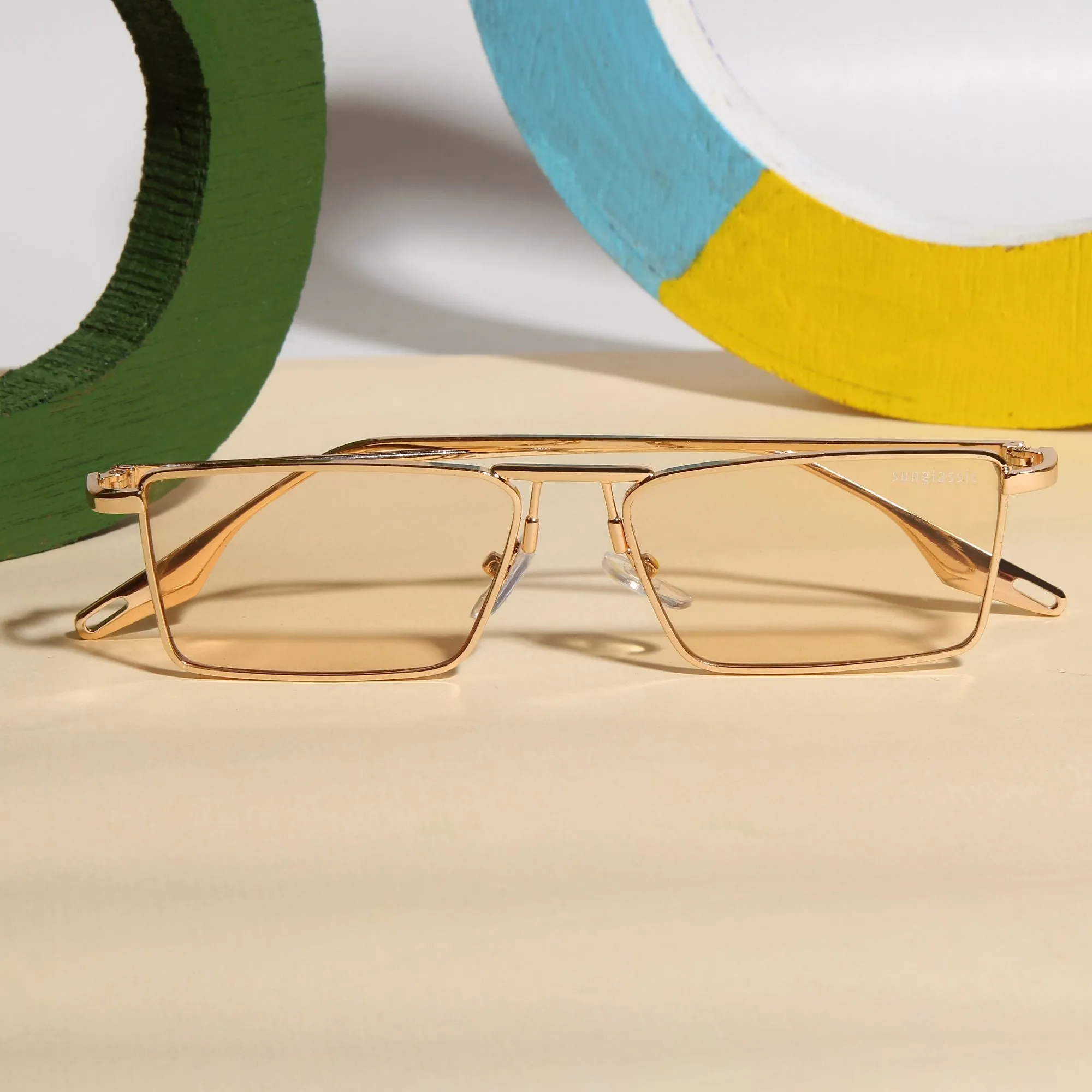 Rebel Gold Champion Rectangle Sunglasses