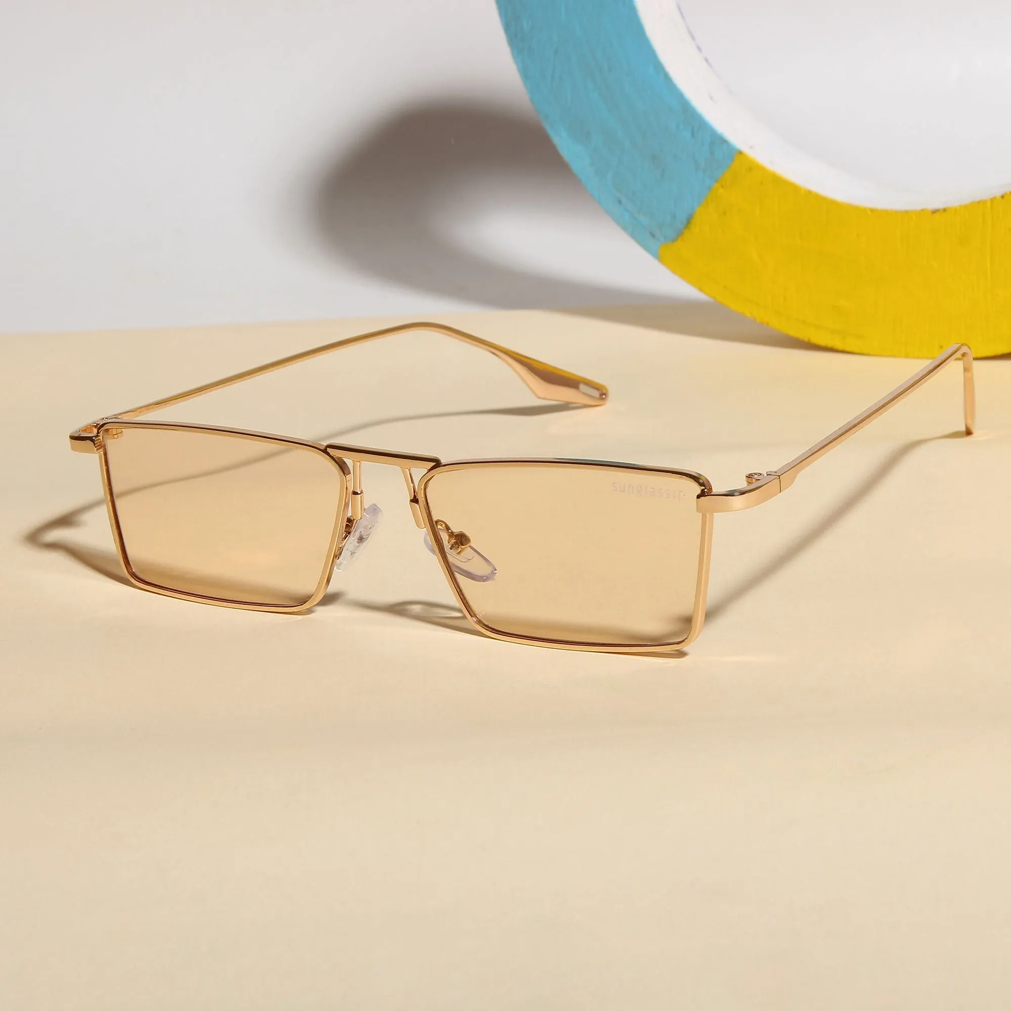Rebel Gold Champion Rectangle Sunglasses