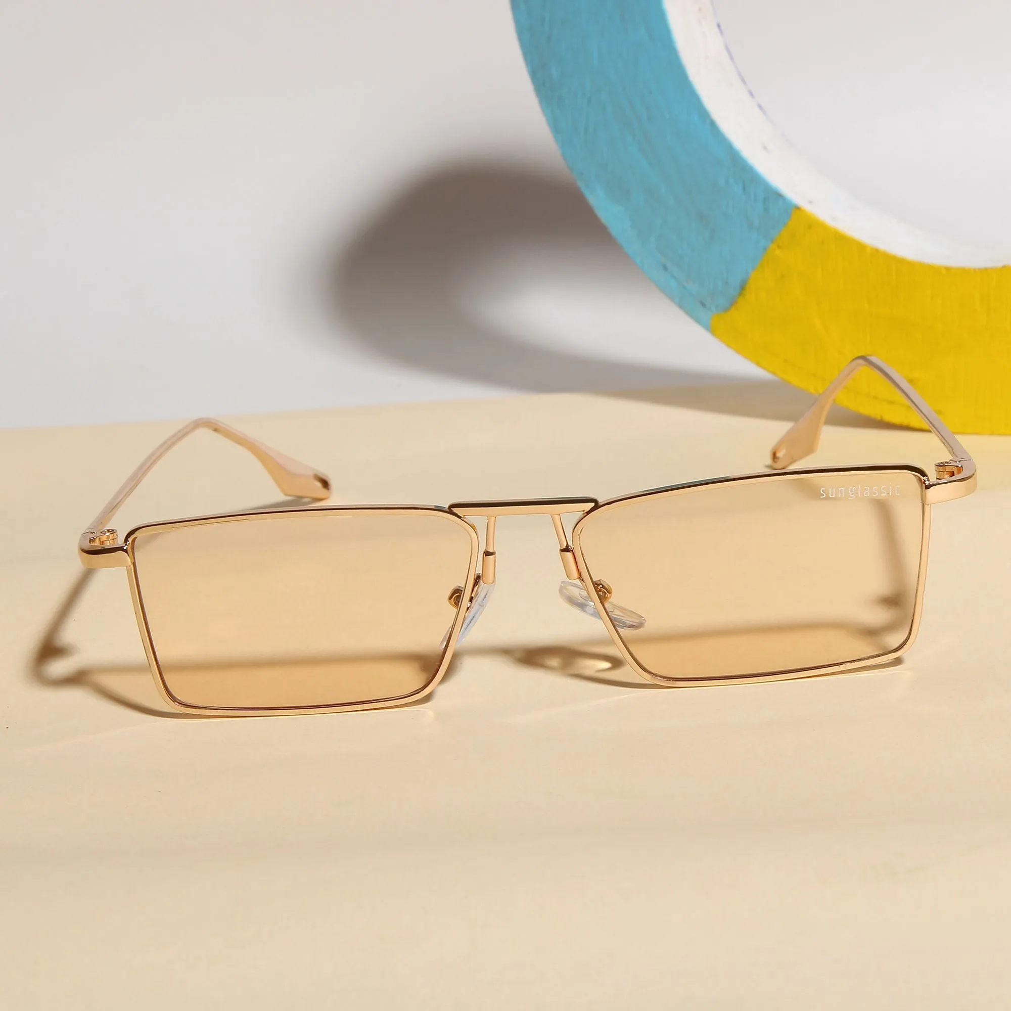 Rebel Gold Champion Rectangle Sunglasses